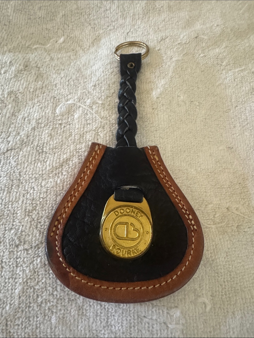 PRE- loved Dooney & Bourke vintage leather braided / gold key fob .